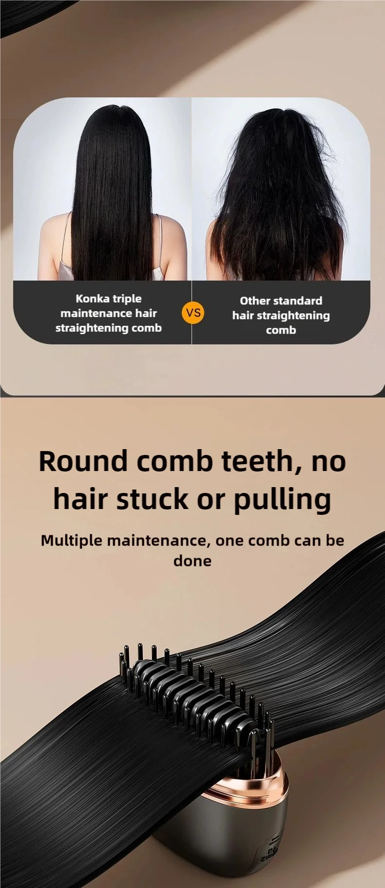 Portable Electric Hot Comb Anti-Scalding Styling Tool Mini Negative Ions Hot Comb Hair Styling Tool Hair Comb For Travel Use