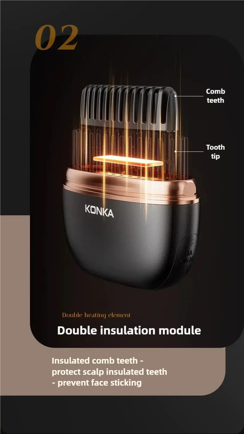 Portable Electric Hot Comb Anti-Scalding Styling Tool Mini Negative Ions Hot Comb Hair Styling Tool Hair Comb For Travel Use