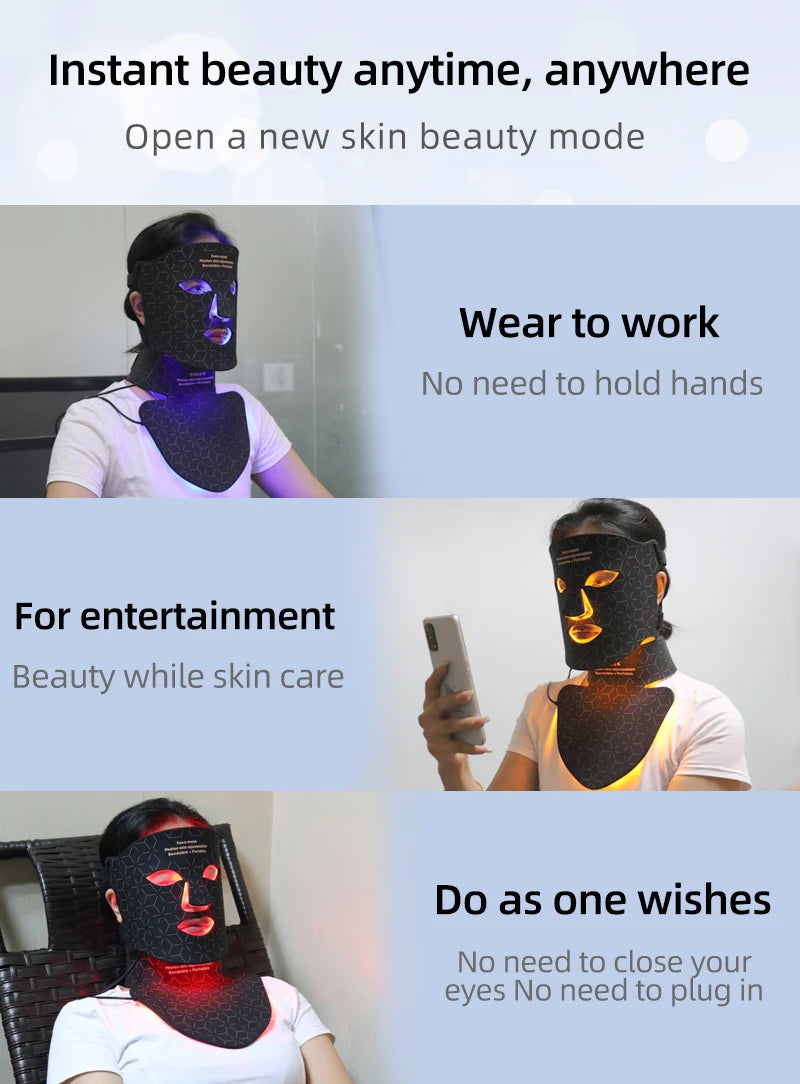 Portable Led Face Mask 4 Colors Red Light Therapy Face Mask 850NM Near Infrared Red Light Photon Therapy Skin Care Face Mask
